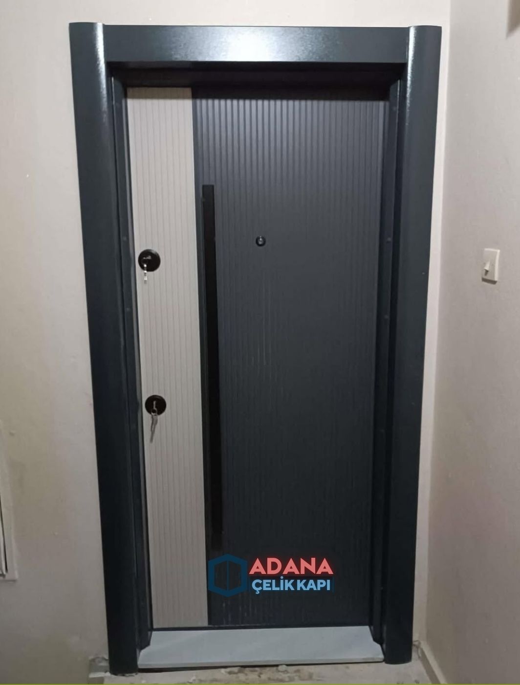 AÇK-2031 PVC Kaplama Antrasit ve Gri Çelik Kapı