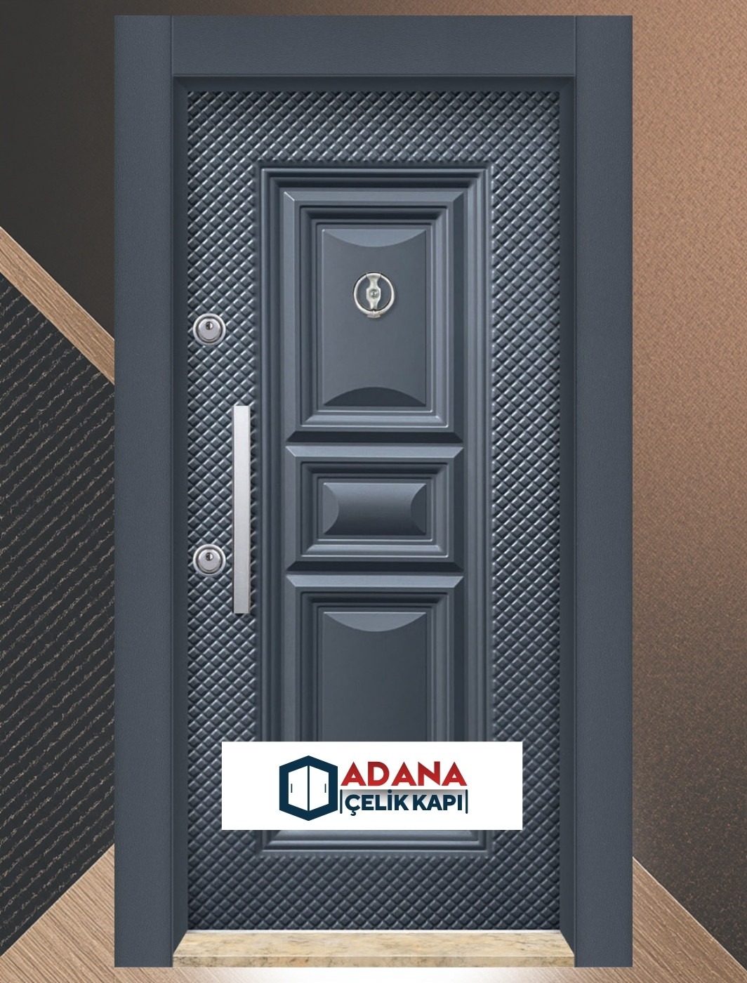 AÇK-2002 antrasit sac panel modern tasarım çelik kapı modeli