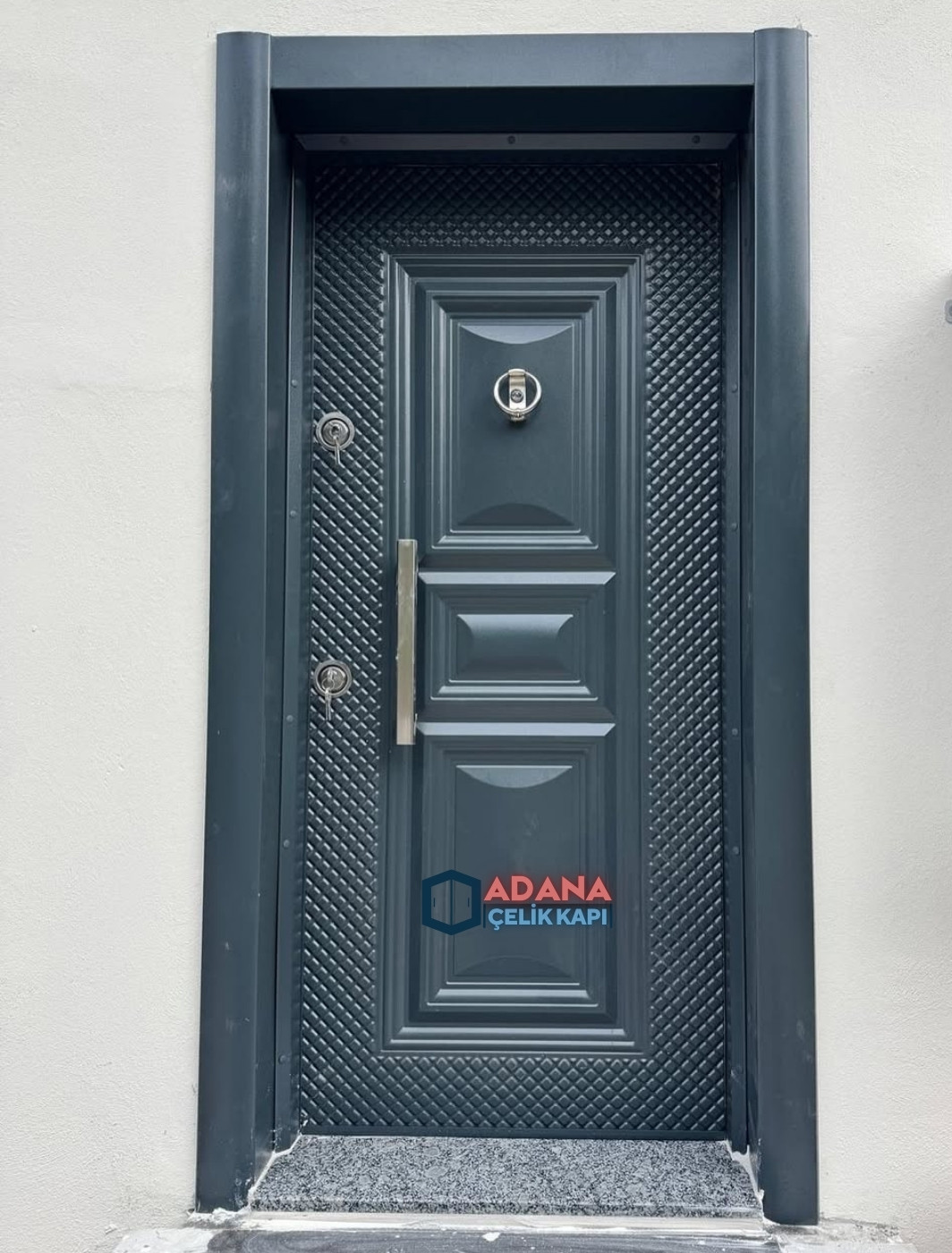 AÇK-2002 antrasit sac panel modern tasarım çelik kapı modeli